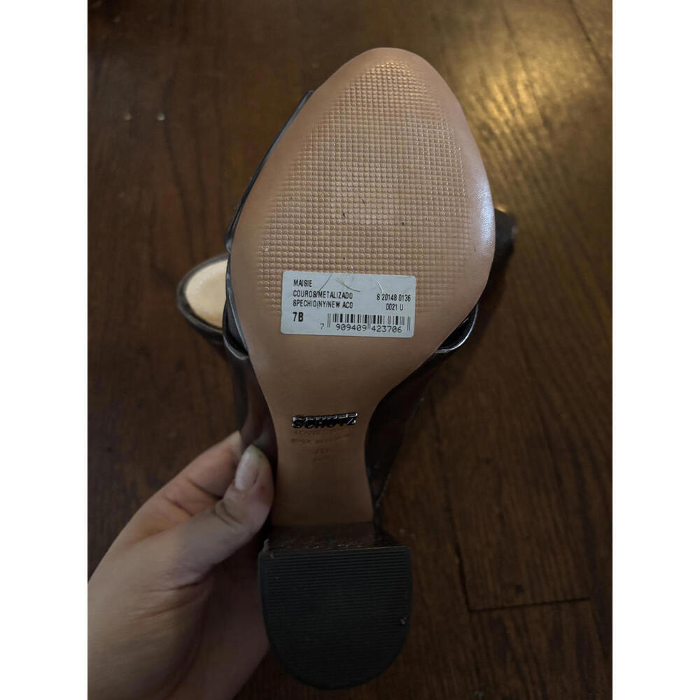 DISCOUNT SHIPPING NWT Schutz Womens Maisie Metallic High Heel Sandals - Picture 7 of 8